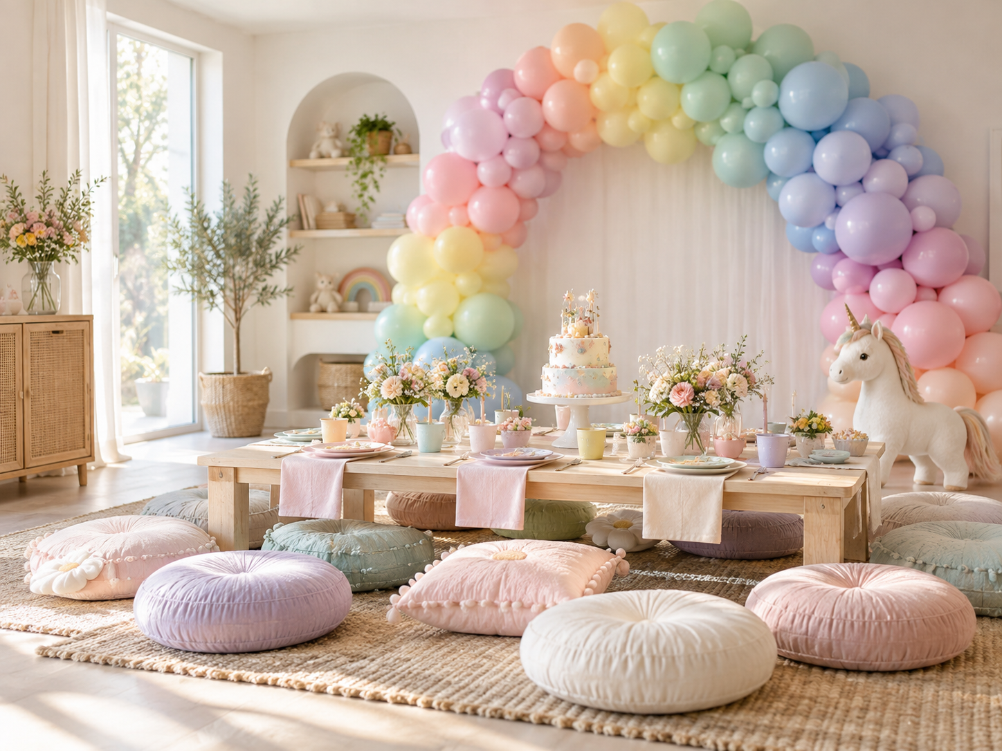 KI-generierte Dekorationsidee: Pastell-Regenbogen