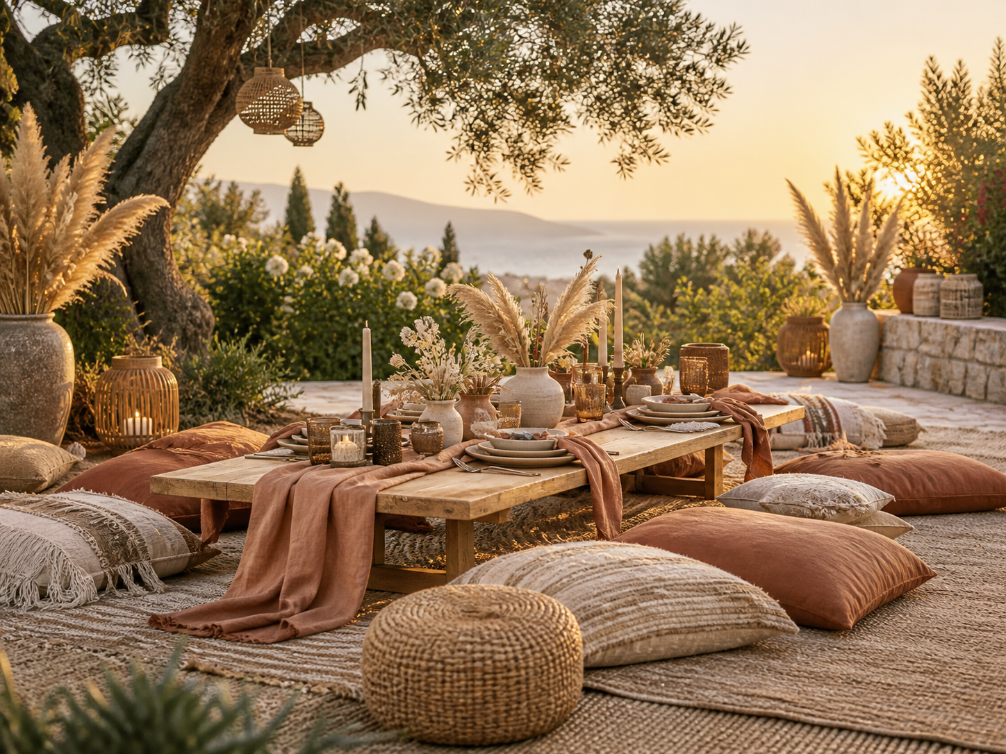 KI-generierte Dekorationsidee: Boho in Terrakotta